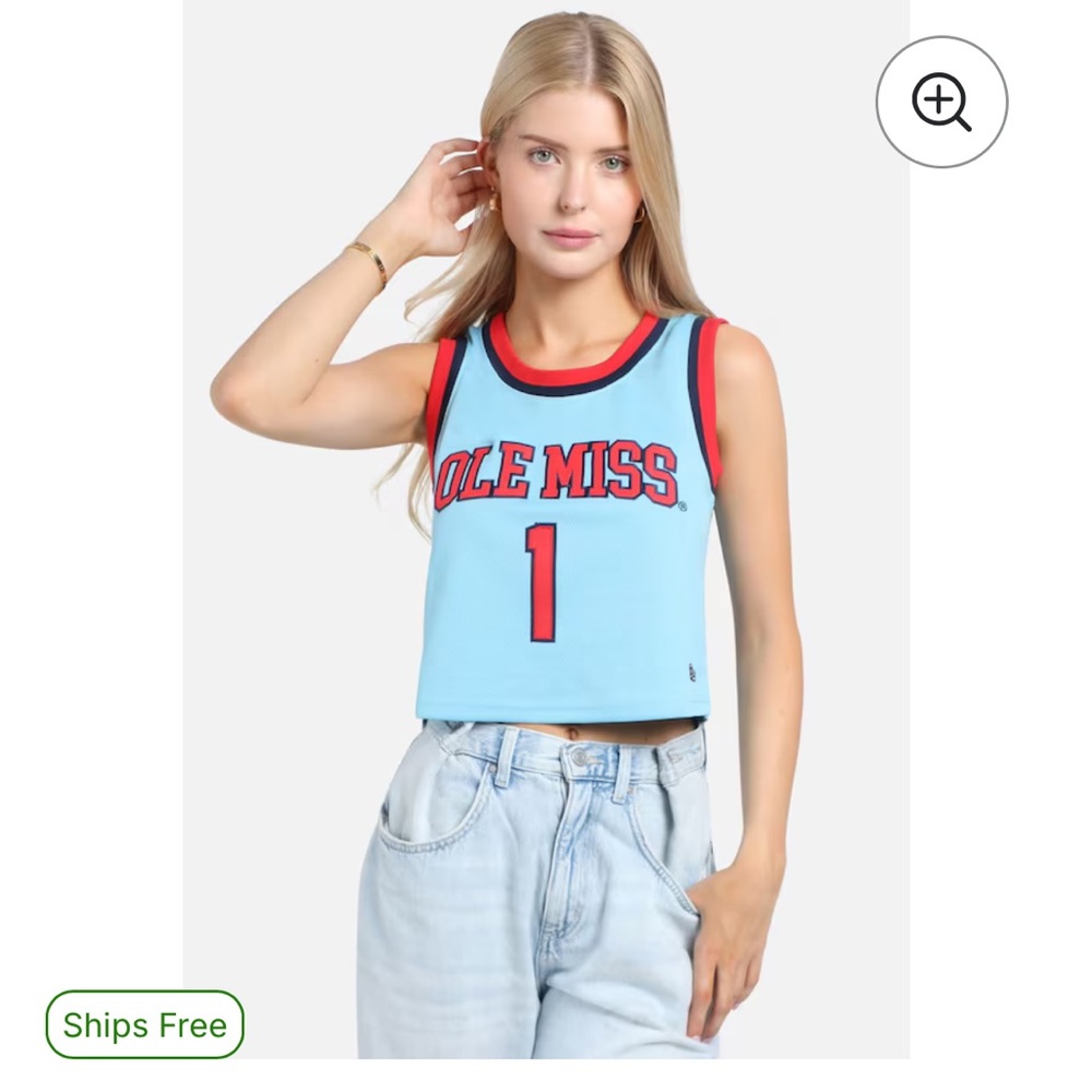 Ole Miss Women's Light Blue and Red Crop Top